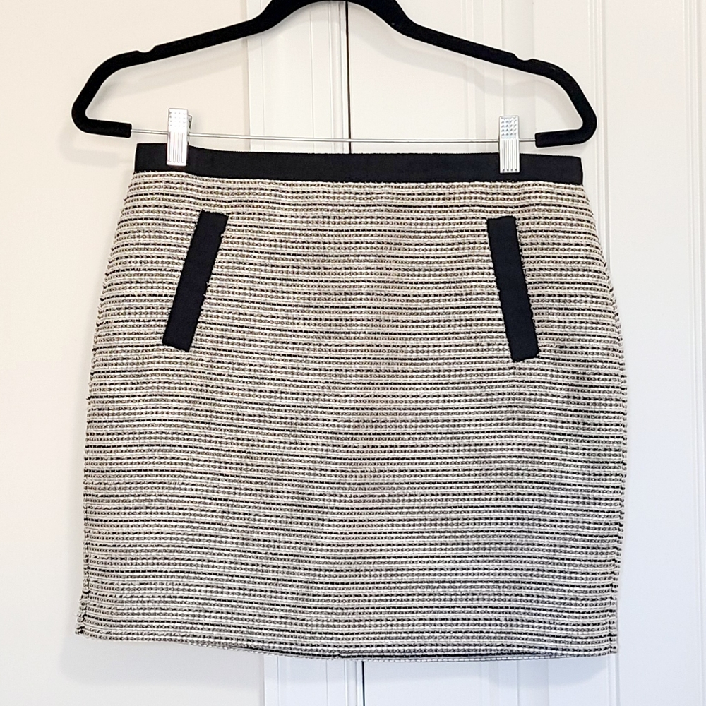 LOFT Champagne Metallic Striped Mini Skirt